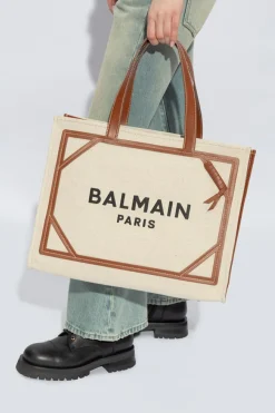 Balmain kremowy Torba z logo typu ‘shopper’