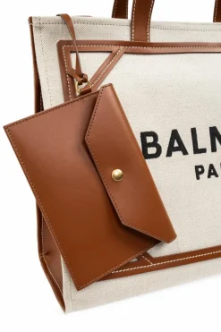 Balmain kremowy Torba z logo typu ‘shopper’