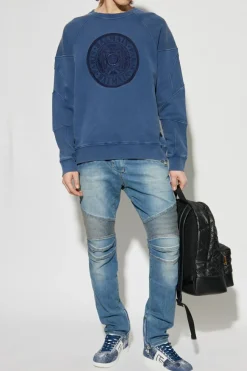 Balmain NIEBIESKI Bluza z wyszytym logo