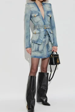 Balmain NIEBIESKI Jeansowa spódnica