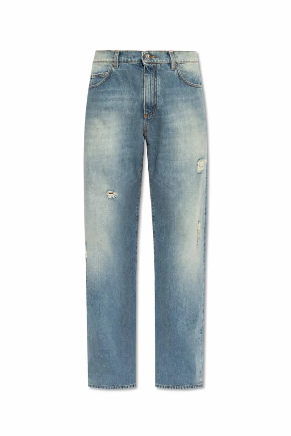 Balmain NIEBIESKI Jeansy z efektem `vintage`