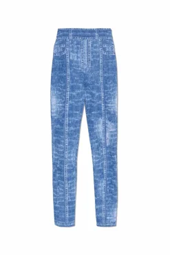 Balmain NIEBIESKI Legginsy z wysokim stanem