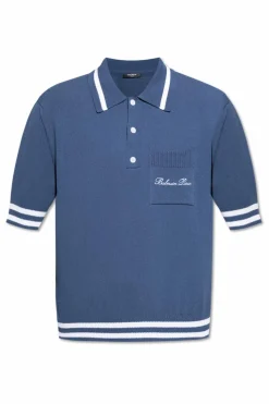 Balmain NIEBIESKI Polo z kieszenią
