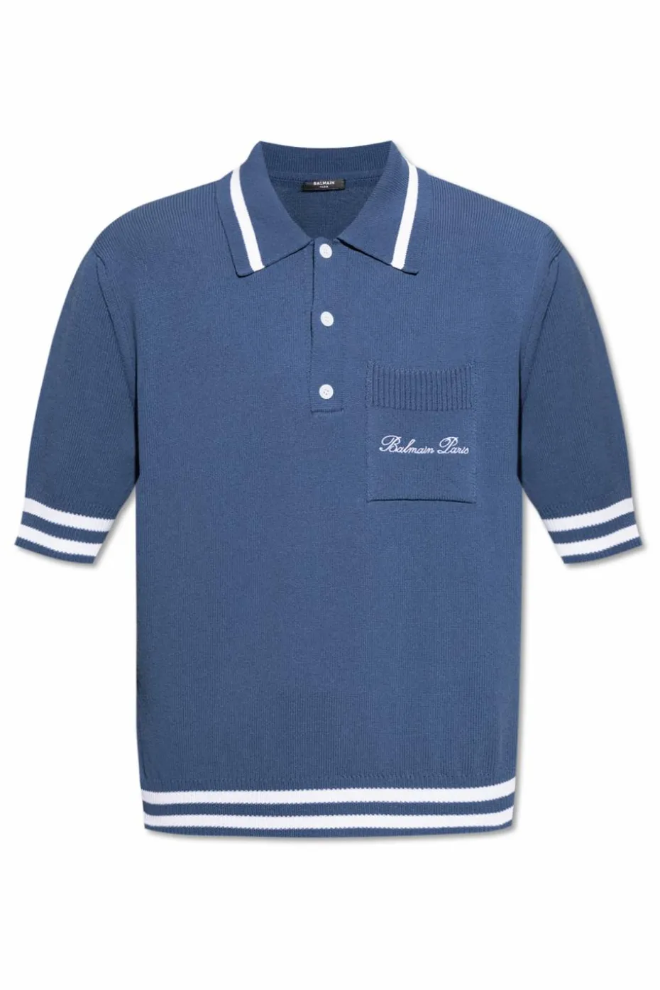 Balmain NIEBIESKI Polo z kieszenią