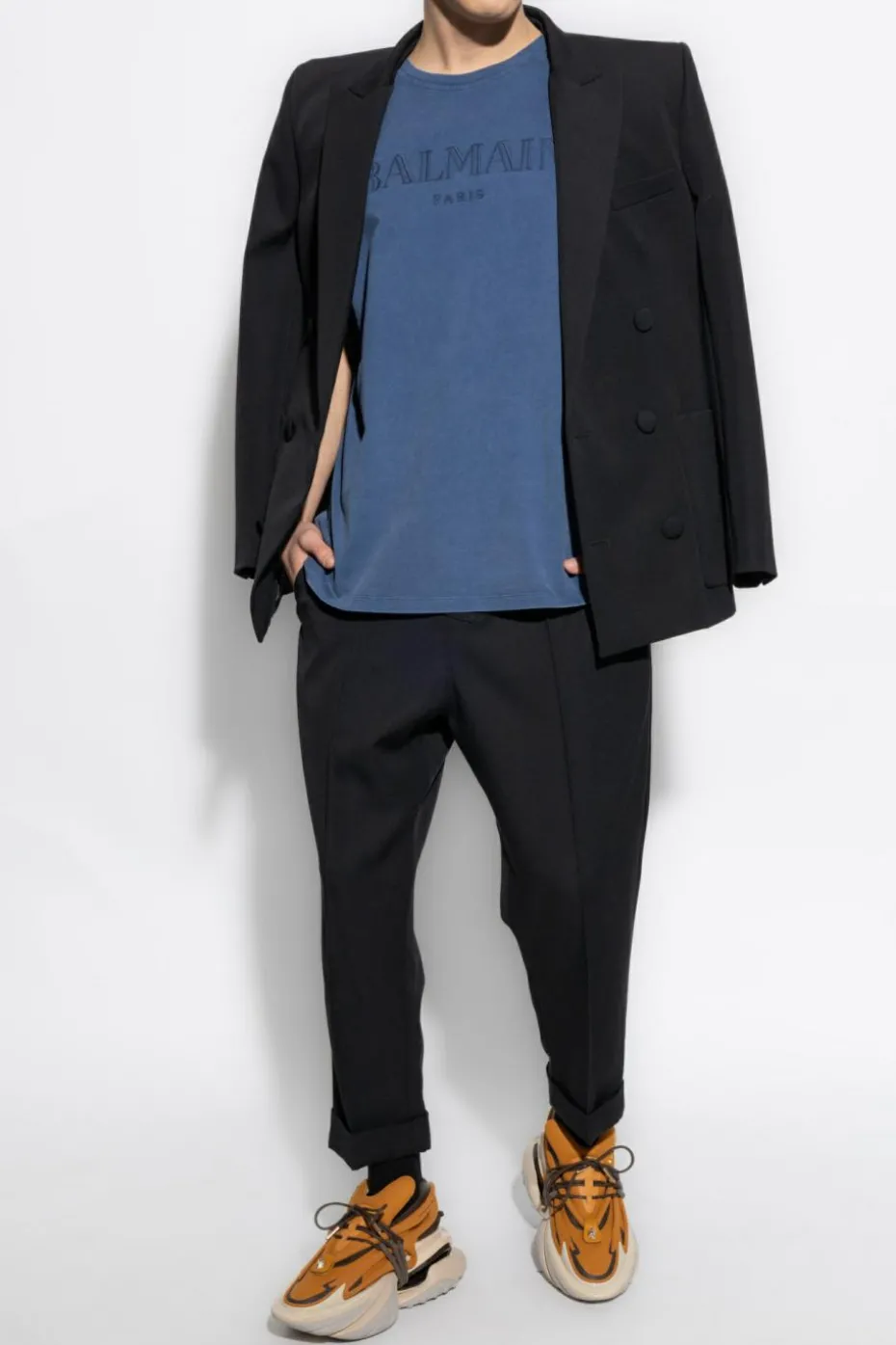 Balmain NIEBIESKI T-shirt z wyszytym logo