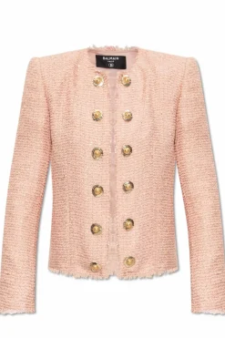 Balmain RÓŻOWY Marynarka z cekinami