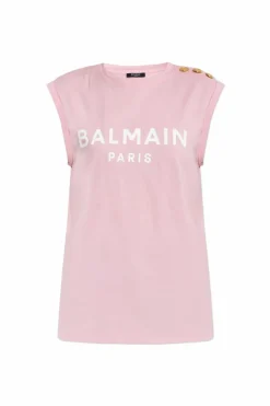 Balmain RÓŻOWY Top z nadrukowanym logo