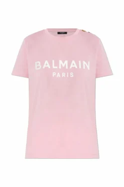 Balmain RÓŻOWY T-shirt z aplikacjami