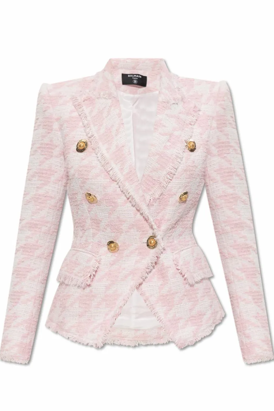 Balmain RÓŻOWY Tweedowa marynarka