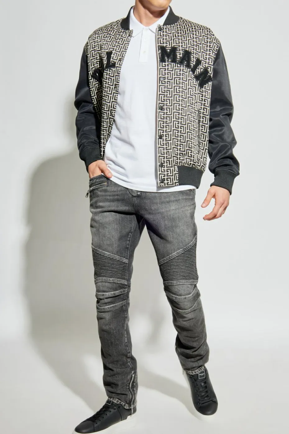 Balmain SZARY Jeansy z kieszeniami