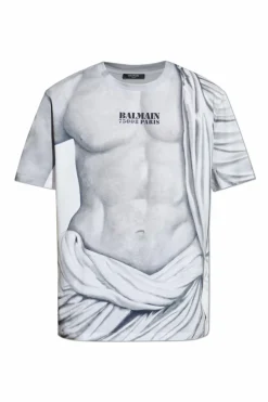 Balmain SZARY T-shirt z nadrukiem