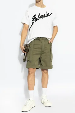 Balmain ZIELONY Szorty typu `cargo`