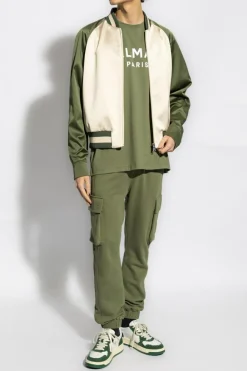 Balmain ZIELONY T-shirt z logo