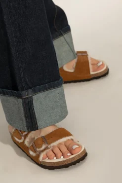 Birkenstock BRĄZOWY Klapki ‘Arizona Fur’