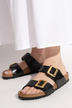 Birkenstock CZARNY Klapki `Sydney Cushion Buckle`
