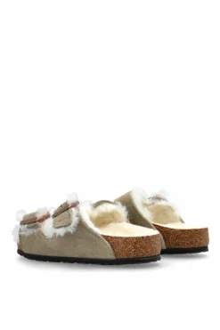 Birkenstock Kids SZARY Klapki `Arizona Shearling`