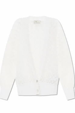 Blumarine BIAŁY Kardigan z moherowym wykończeniem