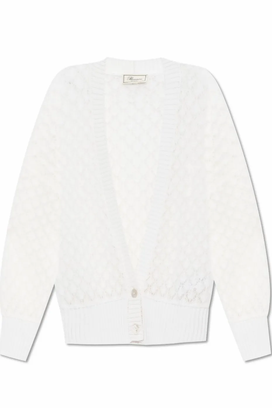 Blumarine BIAŁY Kardigan z moherowym wykończeniem