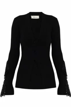 Blumarine CZARNY Prążkowany kardigan