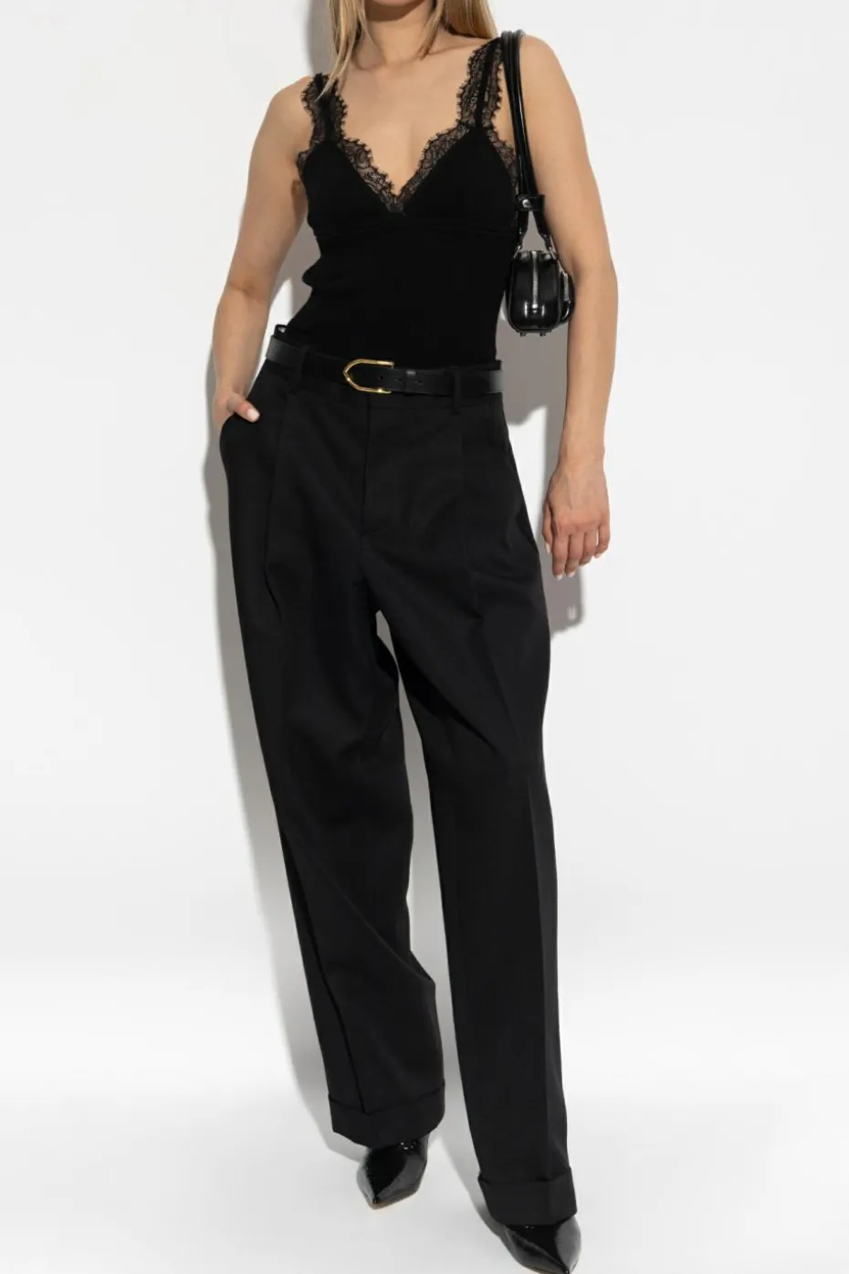 Blumarine CZARNY Prążkowany top