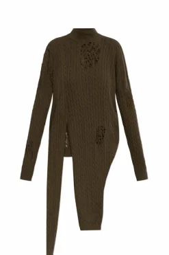 Blumarine ZIELONY Sweter z efektem zniszczenia