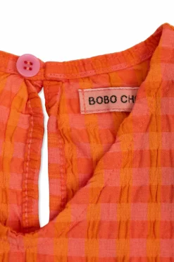 Bobo Choses POMARAŃCZOWY Sukienka ze wzorem w kratę