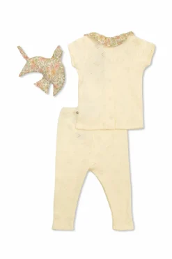 Bonpoint kremowy Komplet: top, spodnie i przytulanka