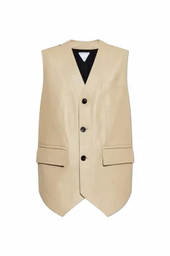 Bottega Veneta beżowy Kamizelka ze skórzanym przodem