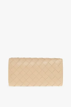 Bottega Veneta beżowy Skórzany portfel