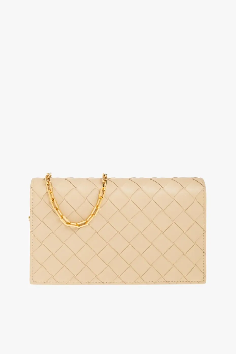Bottega Veneta beżowy Skórzany portfel na łańcuchu
