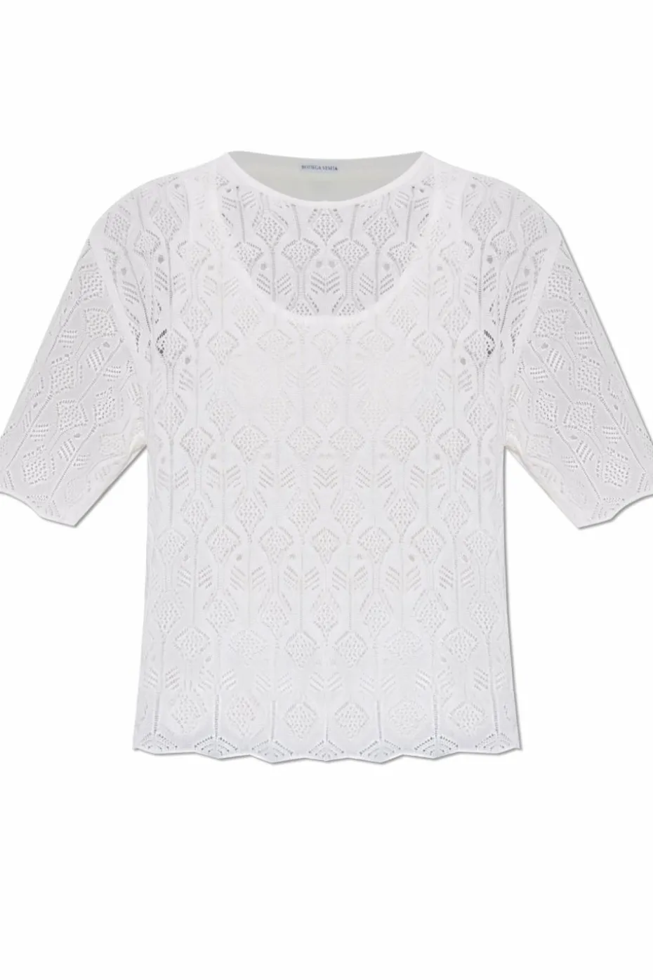 Bottega Veneta BIAŁY Koronkowy top