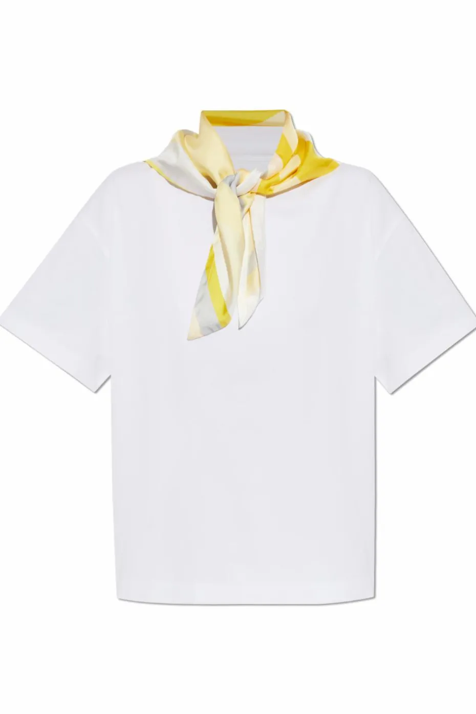 Bottega Veneta BIAŁY T-shirt z dekoracyjną wstawką