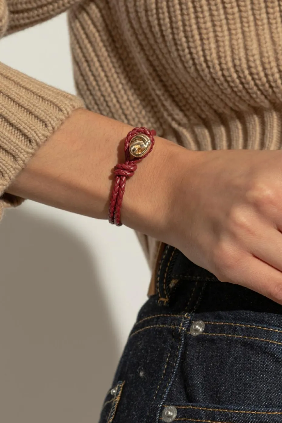 Bottega Veneta BORDO Skórzana bransoleta
