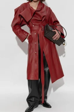 Bottega Veneta BORDO Skórzany płaszcz