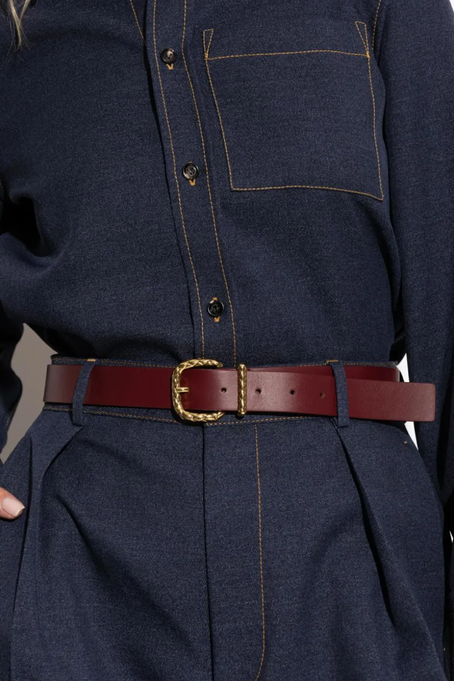 Bottega Veneta BORDO Skórzany pasek
