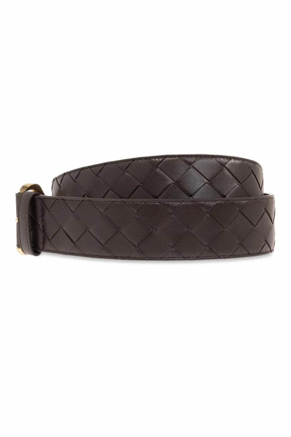 Bottega Veneta BRĄZOWY Pasek z plecionką ‘Intrecciato’