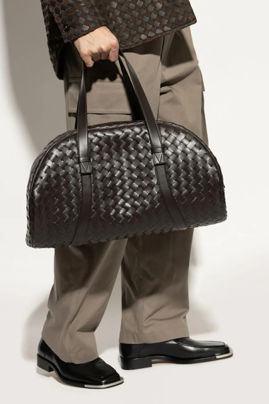 Bottega Veneta BRĄZOWY Skórzana torba podręczna