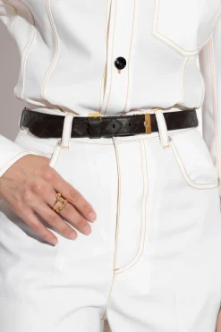 Bottega Veneta BRĄZOWY Skórzany pasek