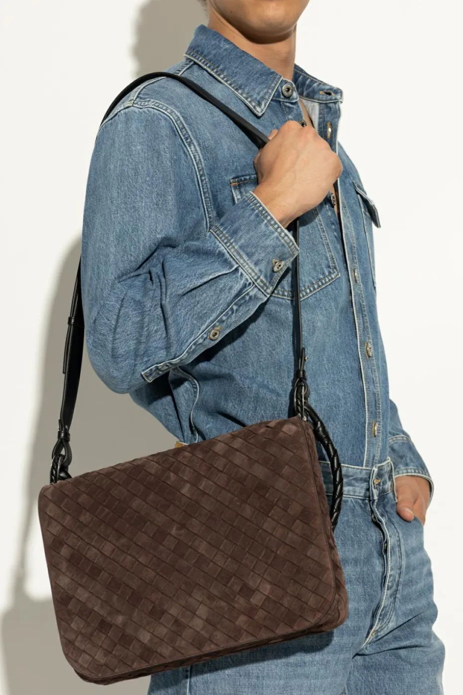 Bottega Veneta BRĄZOWY Skórzana torba na ramię