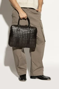 Bottega Veneta BRĄZOWY Skórzana torba na dokumenty