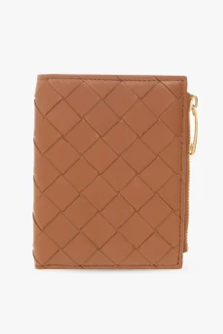 Bottega Veneta BRĄZOWY Skórzany portfel