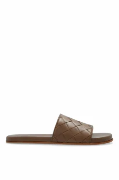 Bottega Veneta BRĄZOWY Skórzane klapki