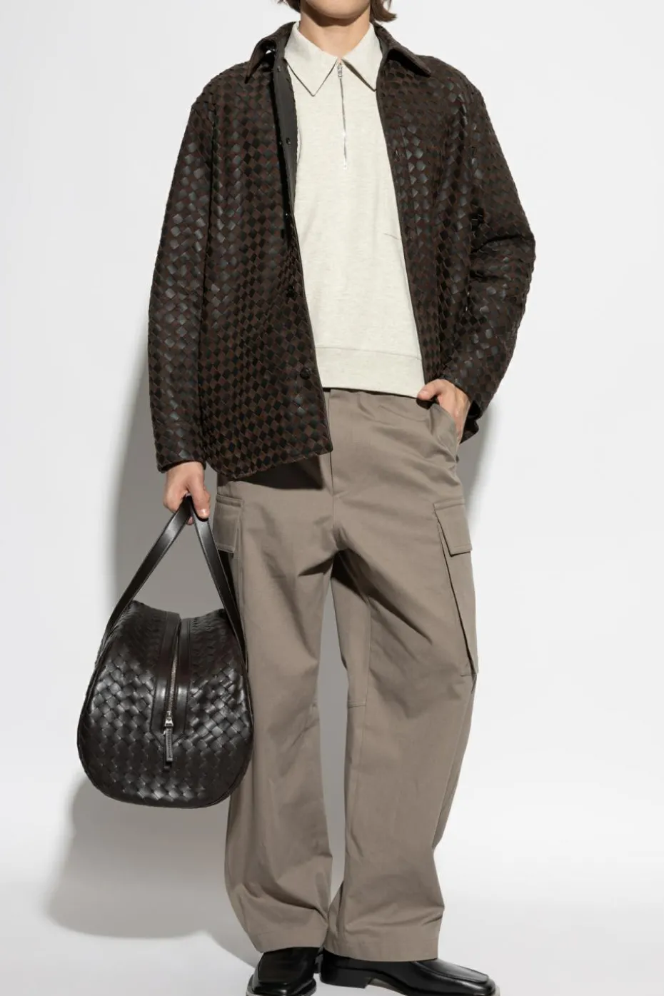 Bottega Veneta BRĄZOWY Skórzana kurtka