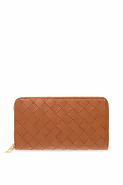 Bottega Veneta BRĄZOWY Skórzany portfel
