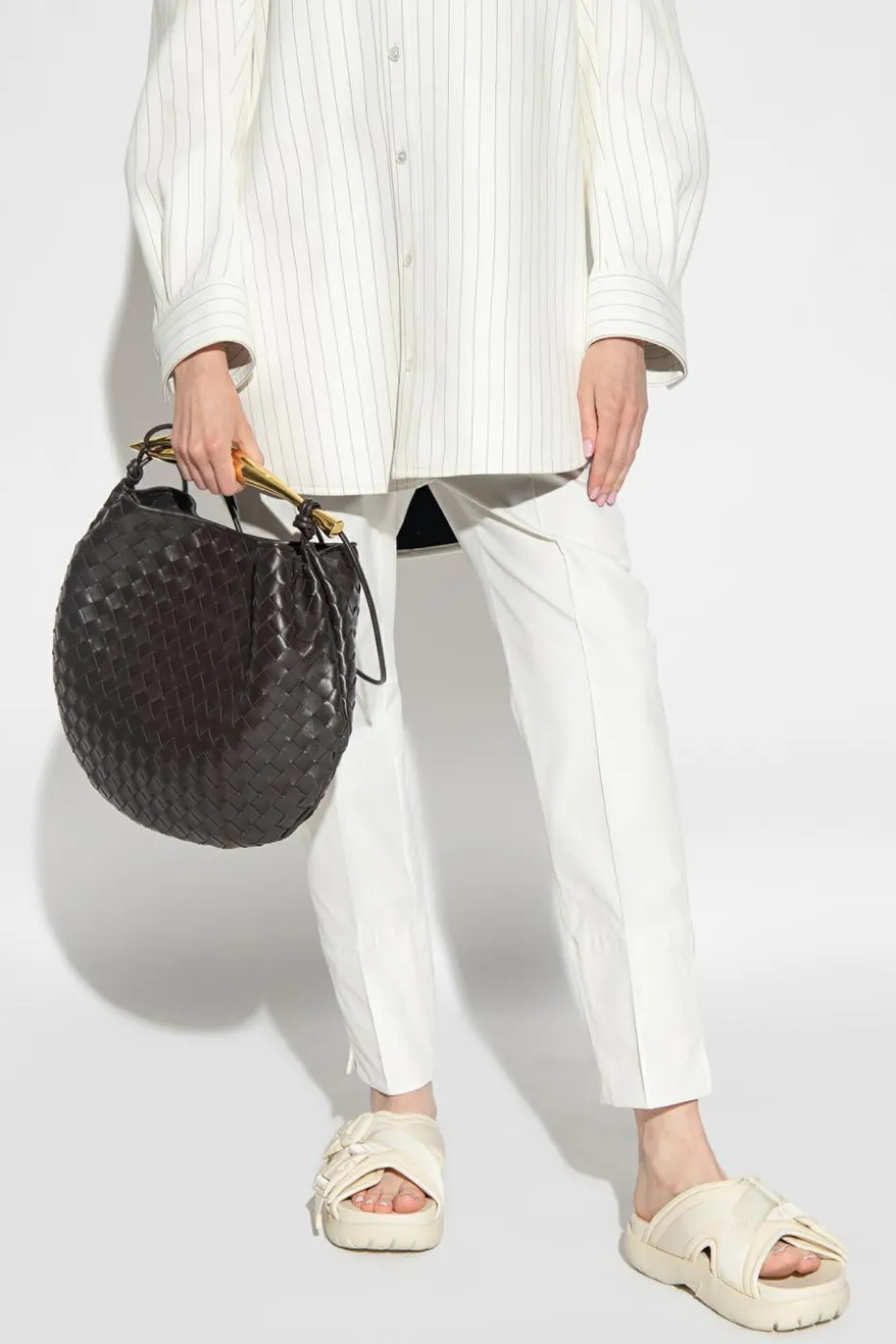 Bottega Veneta BRĄZOWY Torba na ramię ‘Sardine Medium’