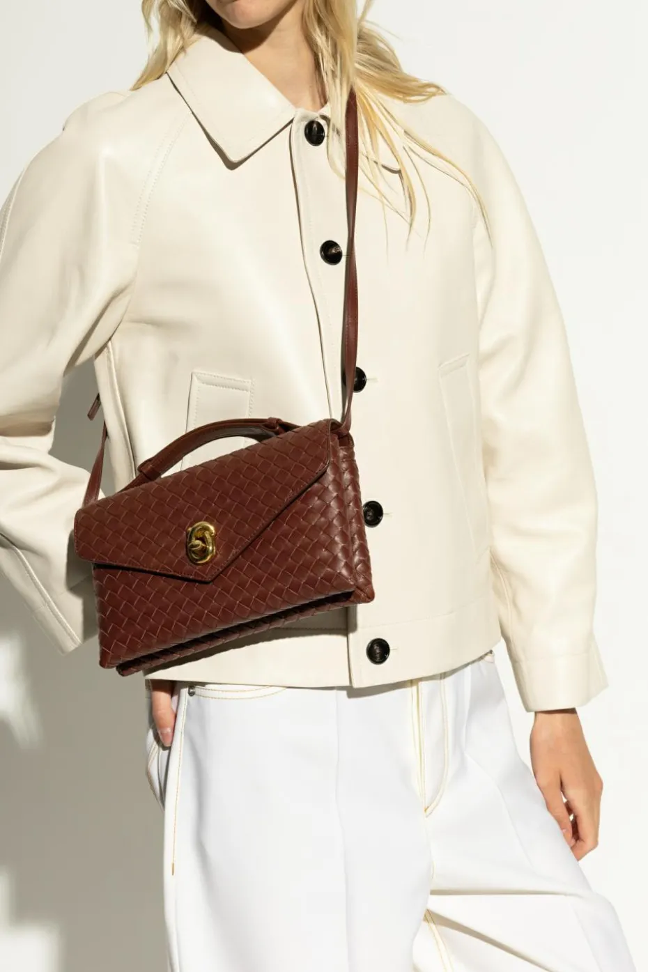 Bottega Veneta BRĄZOWY Torba do ręki `Knot Lock`