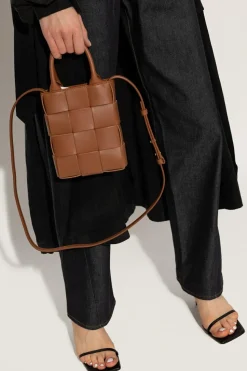Bottega Veneta BRĄZOWY Torba na ramię ‘Cassette Mini’