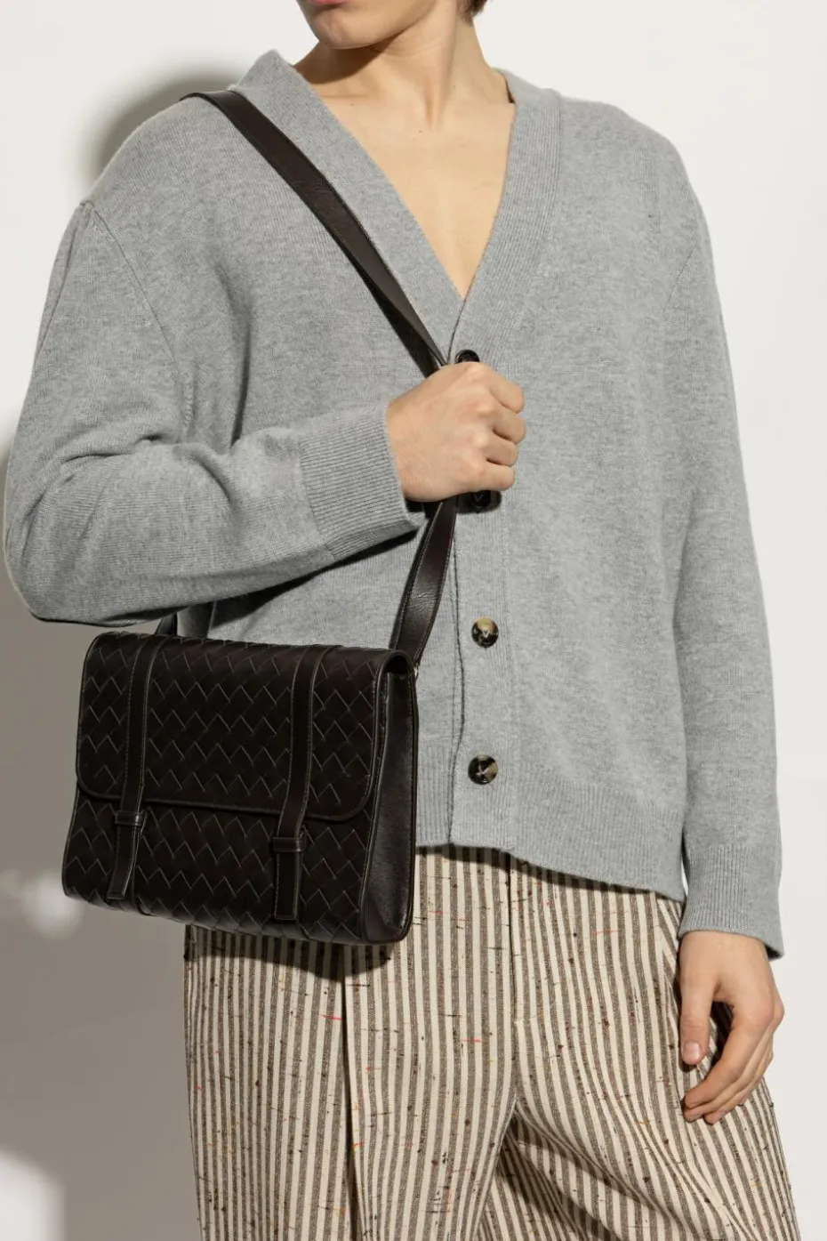 Bottega Veneta BRĄZOWY Torba na ramię `Piccolo Portfolio`