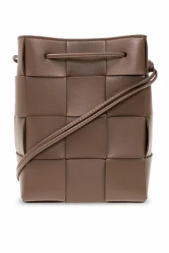 Bottega Veneta BRĄZOWY Torba na ramię ‘Cassette Small’ typu ‘bucket’