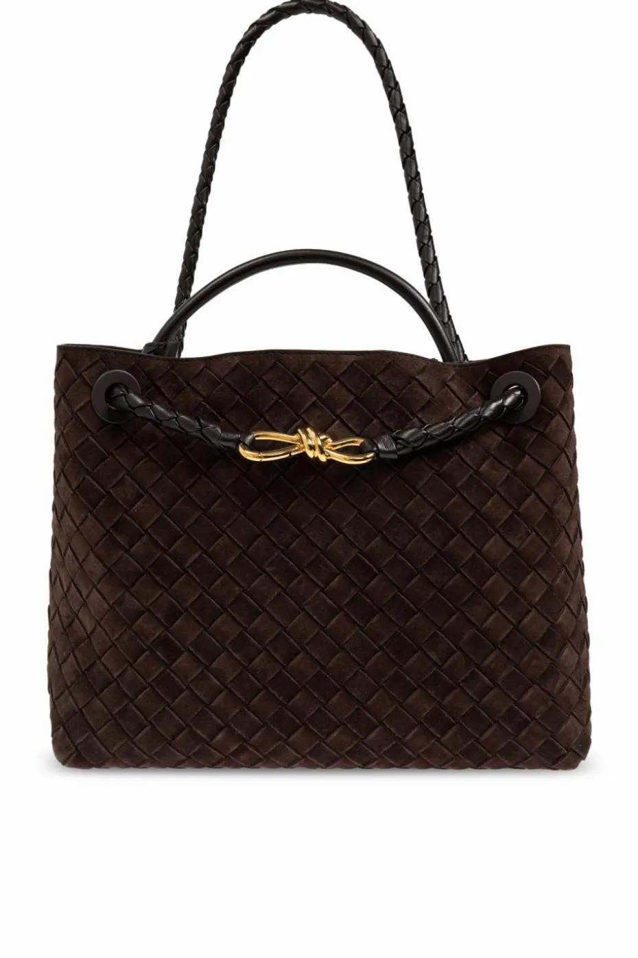 Bottega Veneta BRĄZOWY Torba do ręki `Andiamo Medium`